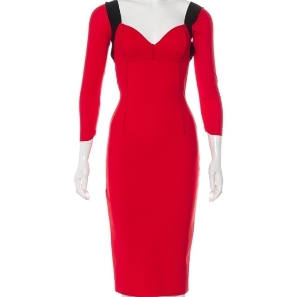 CHIARA BONI Midi Bodycon Dress - Red/Black Perfect Condition NWOT